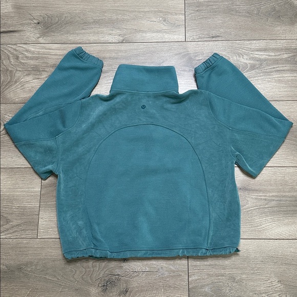 Lululemon Brushed Softstreme Ribbed Half Zip Pullover Green Jasper (Flaw) Size 4 - Picture 6 of 15
